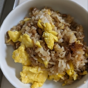 納豆とごま油の相性抜群♪納豆炒飯